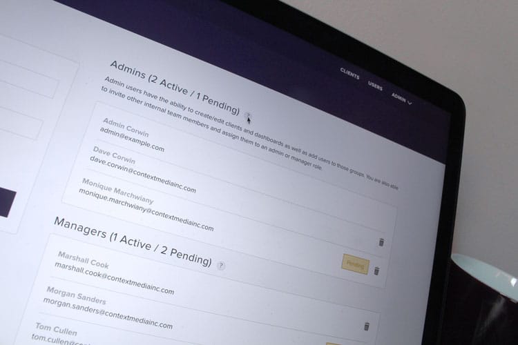 Context Media Active Users page