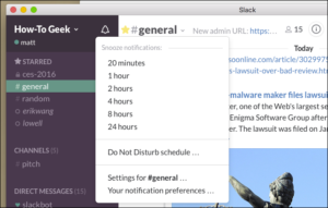 "Do Not Disturb" feature in the Slack app.