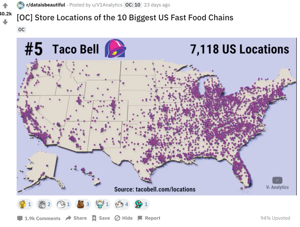 Screenshot of Taco Bell locations