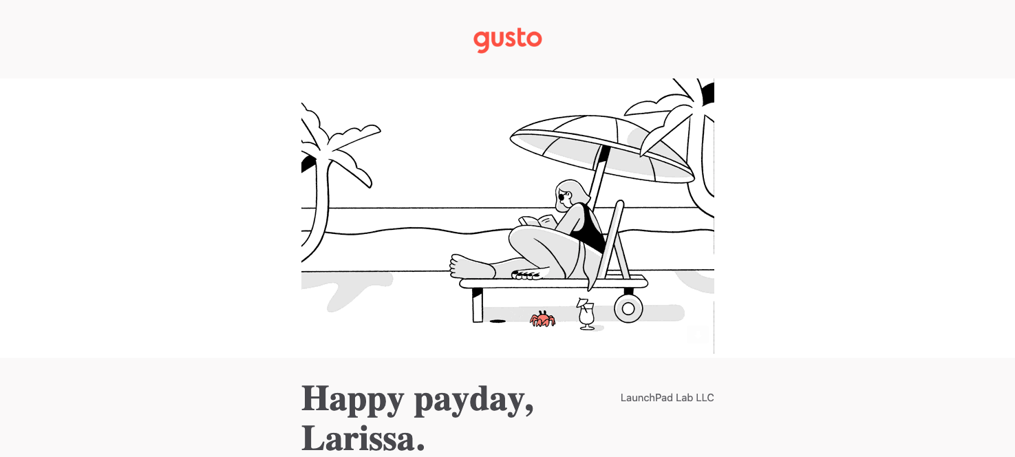 payday email from Gusto