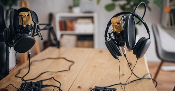 AI Document Processing Podcast mics and headphones