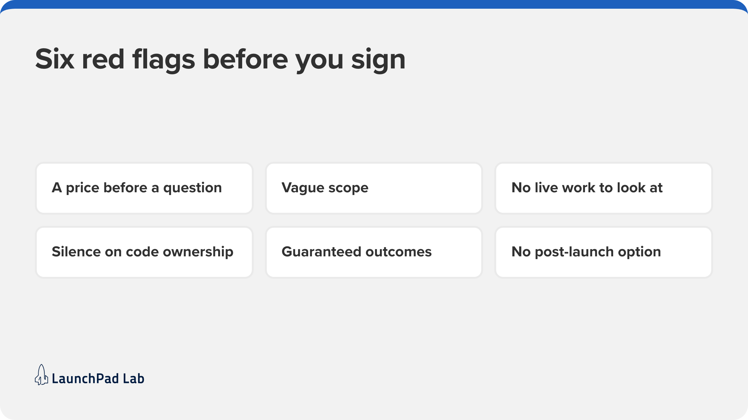 Six red flags to spot in a sales call before you hire an app development firm.